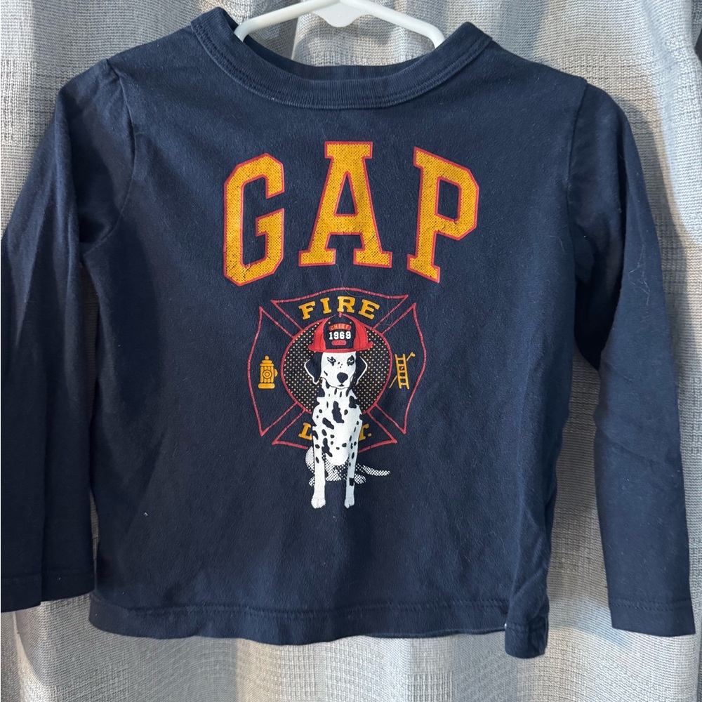 GAP Kids Navy Fire Rescue Long Sleeve Tee